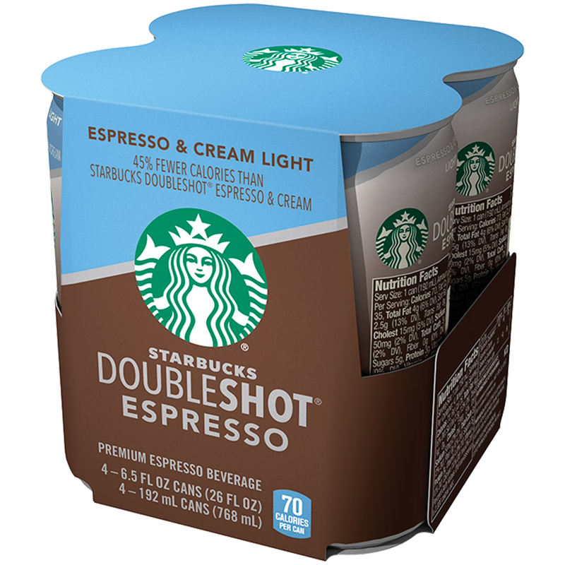 Starbucks Doubleshot Light Espresso & Cream 6.5oz can 4-pack