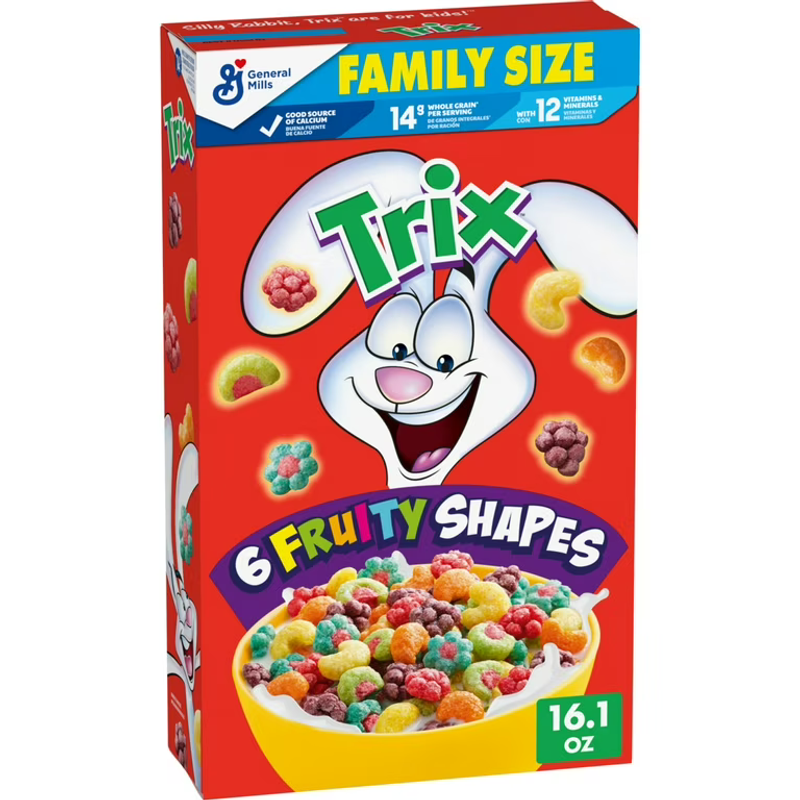 General Mills Trix Fruity Shapes Family Size Cereal 16.1oz Box