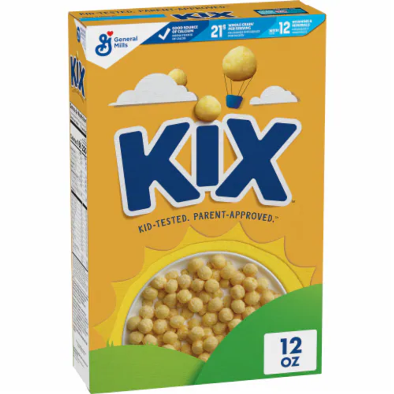 General Mills Kix Crispy Corn Cereal Box view 1