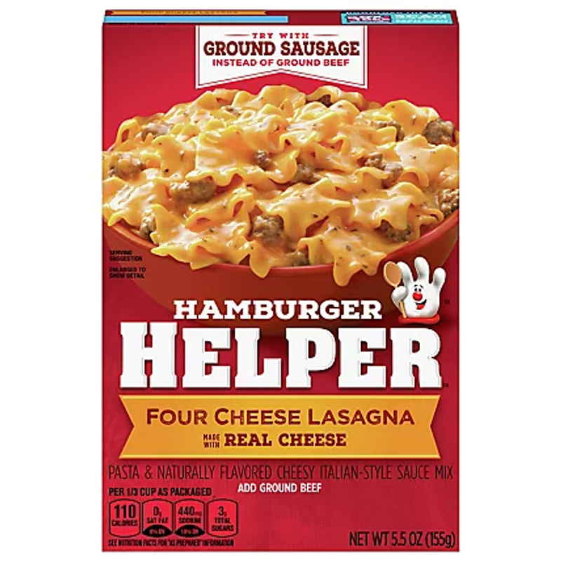 Betty Crocker Four Cheese Lasagna Hamburger Helper Box view 1
