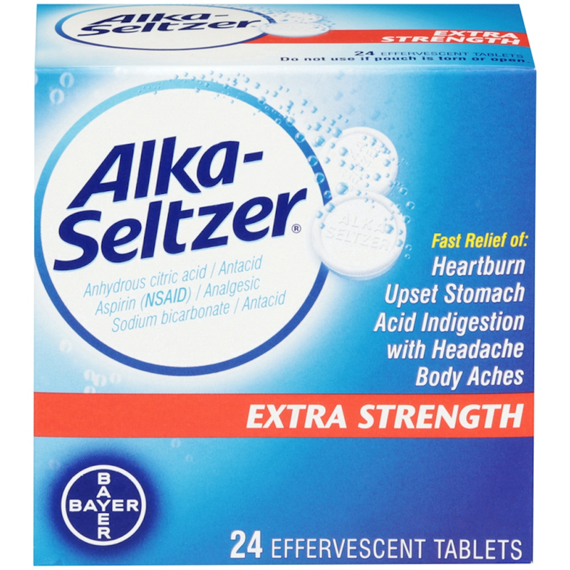 Alka-Seltzer Extra Strength Antacid & Pain Relief Effervescent Tablets Box view 1