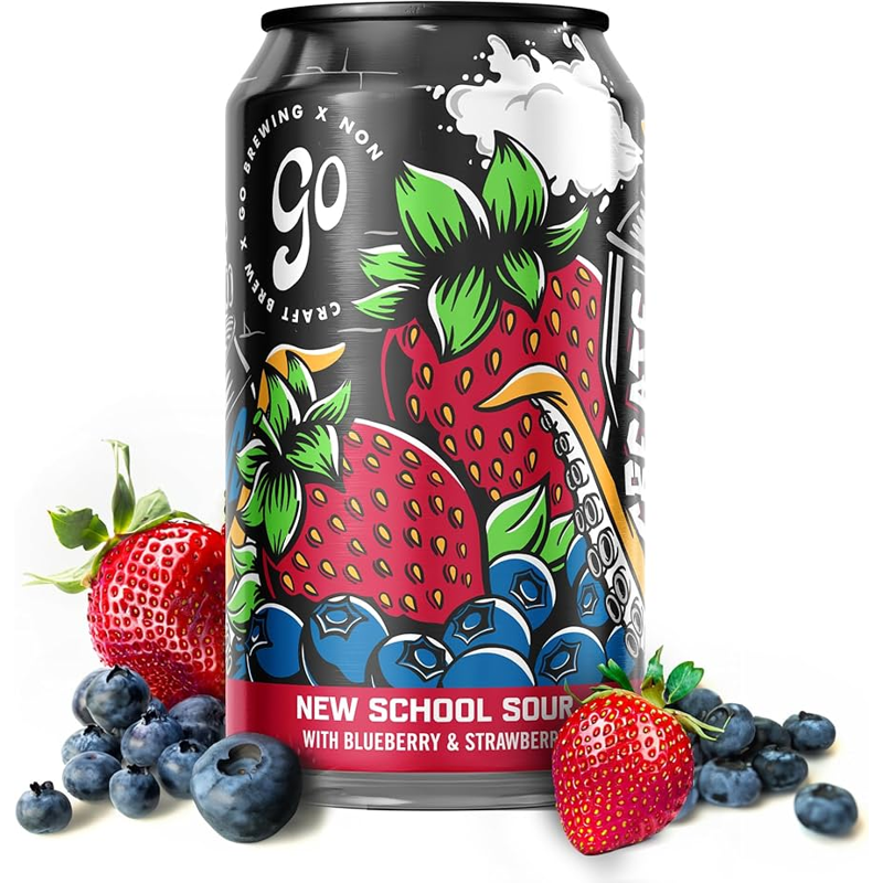 GO Brewing New School Sour Blueberry & Strawberry Non-Alcoholic 6 Pack 12oz Cans