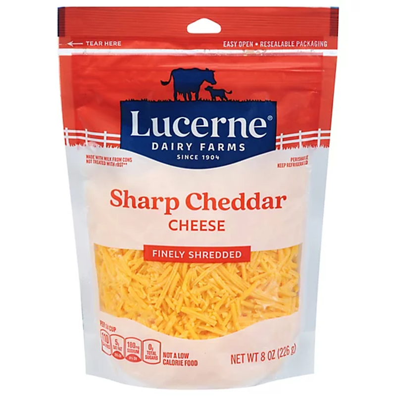 Lucerne Sharp Cheddar Cheese Finely Shredded 8oz Bag