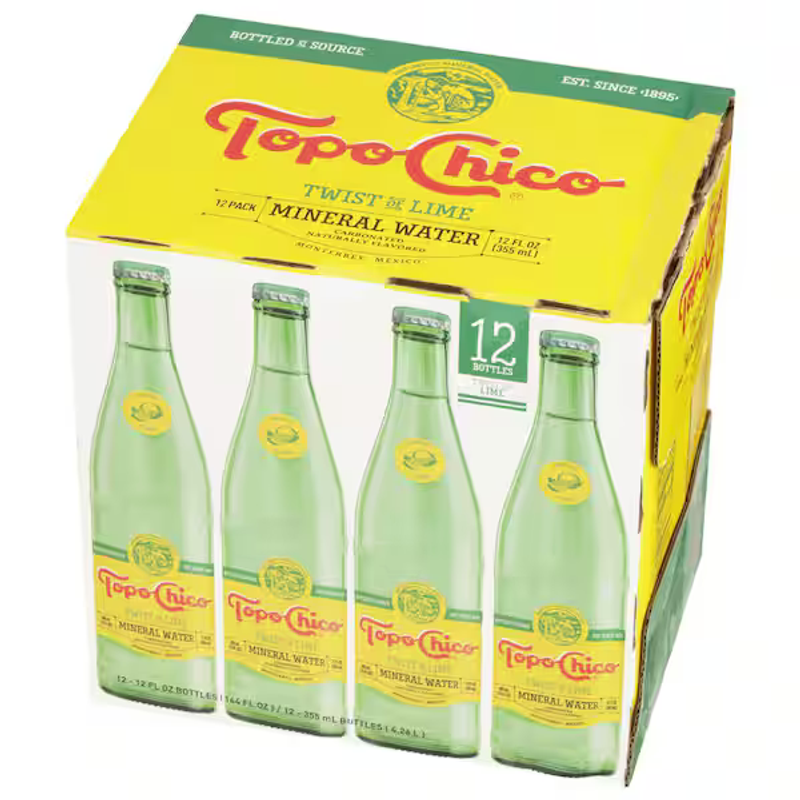 Topo Chico Twist of Lime Mineral Water 12 Pack 12oz