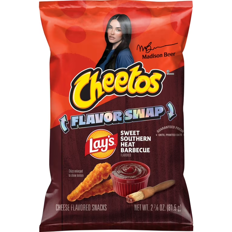 Cheetos Lay's Flavor Swap Sweet Southern Heat Barbecue Crunchy Cheese Flavored Snacks 2.875oz Bag