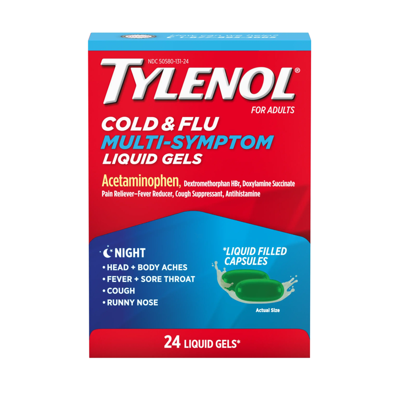 Tylenol Cold & Flu Multi-Symptom Relief Liquid Gels Box view 1