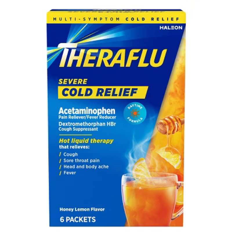 Theraflu Multi-Symptom Severe Cold Hot Liquid Powder Box view 1