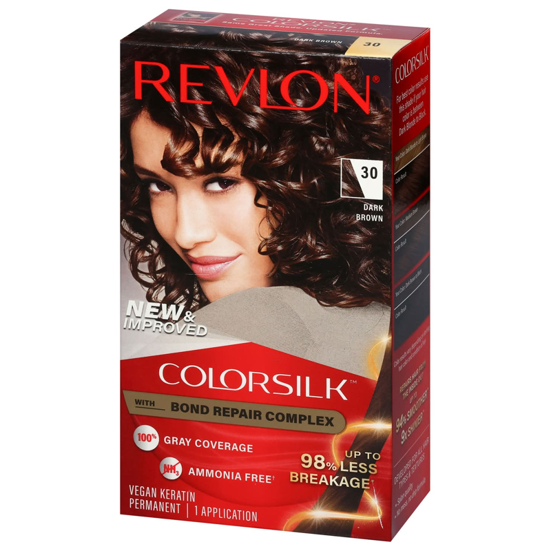 Revlon ColorSilk Permanent Hair Color Dark Brown Box view 1