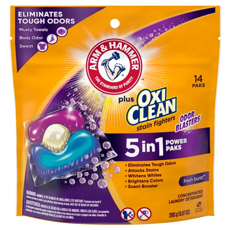 Arm & Hammer Plus OxiClean Odor Blasters Laundry Detergent Fresh Burst Bags view 1