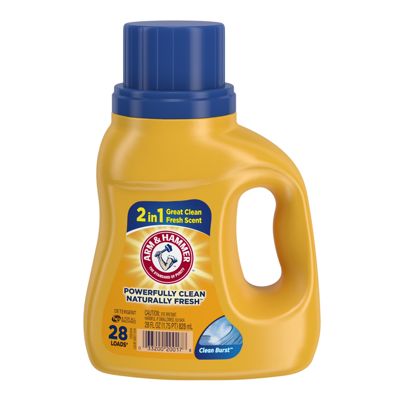 Arm & Hammer Clean Burst Liquid Laundry Detergent 28oz Bottle