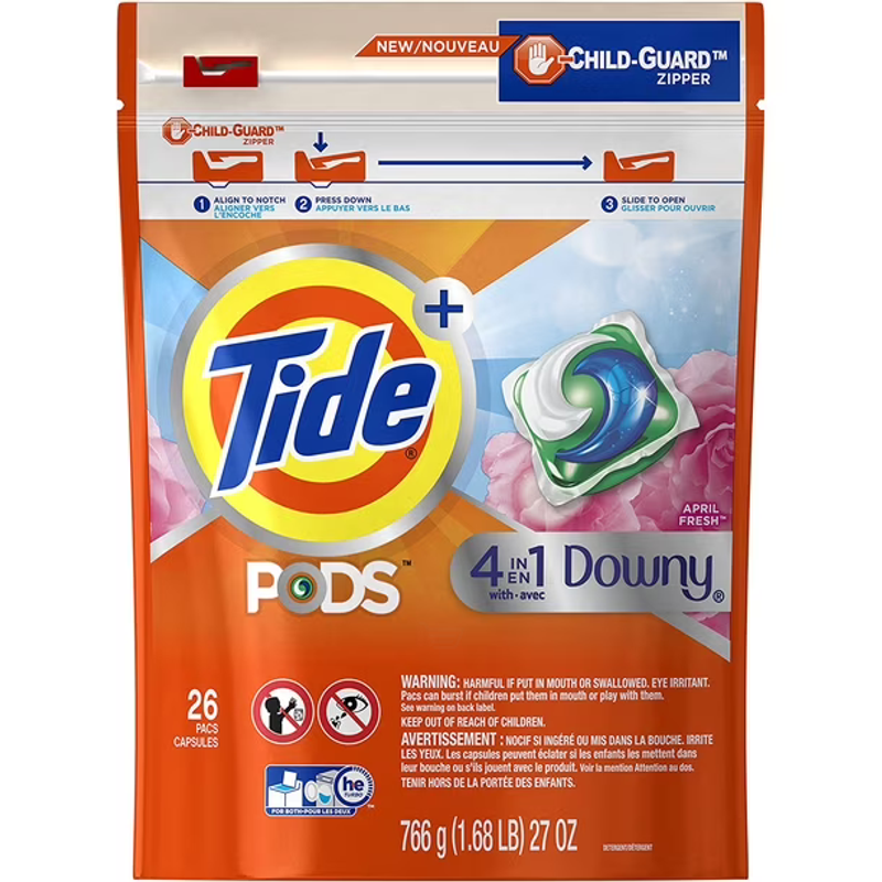 Tide PODS Plus Downy HE Turbo Liquid Laundry Detergent April Fresh view 1