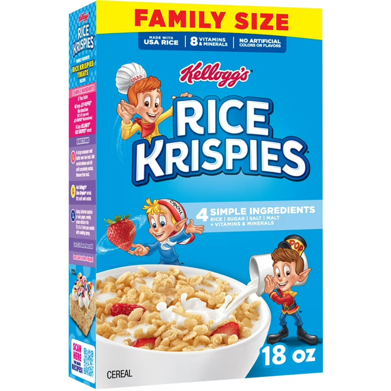 Kellogg's Rice Krispies Cereal Family Size 18oz Box