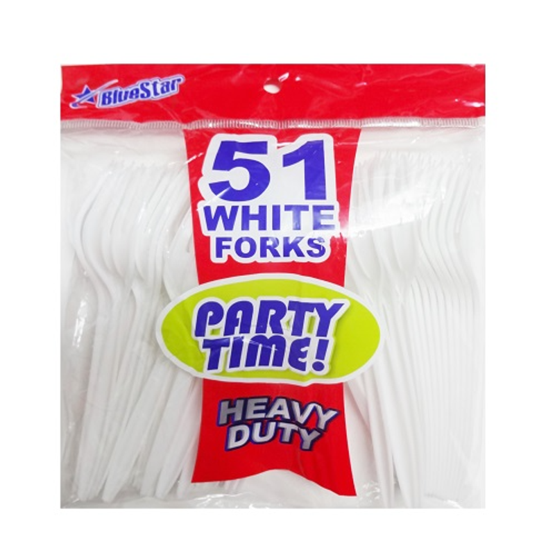 Blue Star Heavy-Duty White Plastic Forks Box view 1