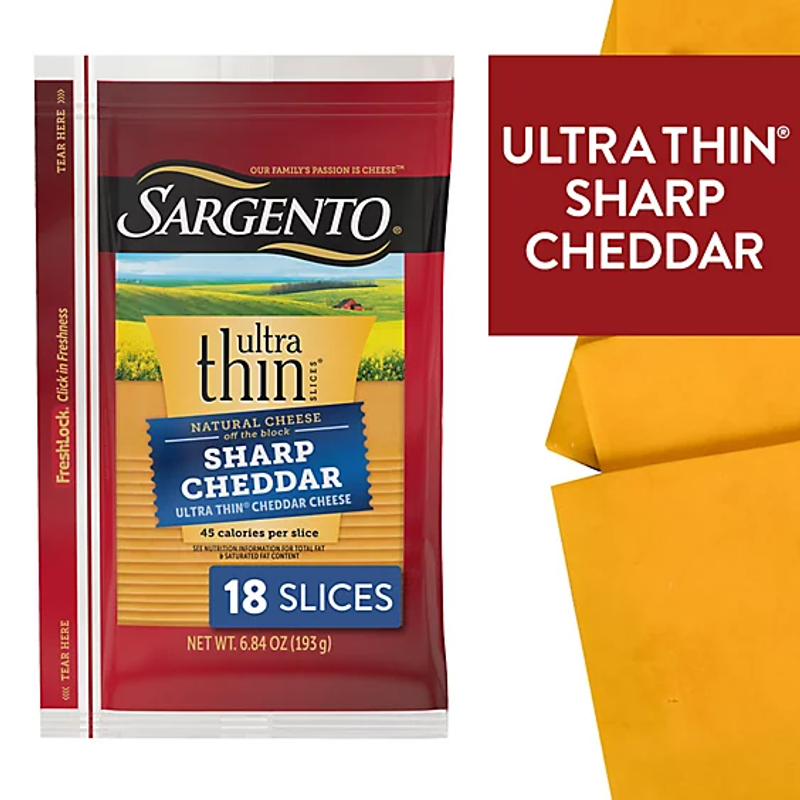 Sargento Ultra Thin Sharp Cheddar Cheese 6.84oz