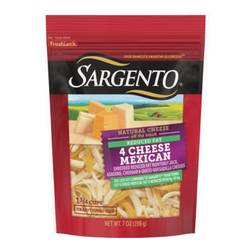Sargento Reduced Fat 4 Cheese Mexican Shredded Cheese 8oz Bag