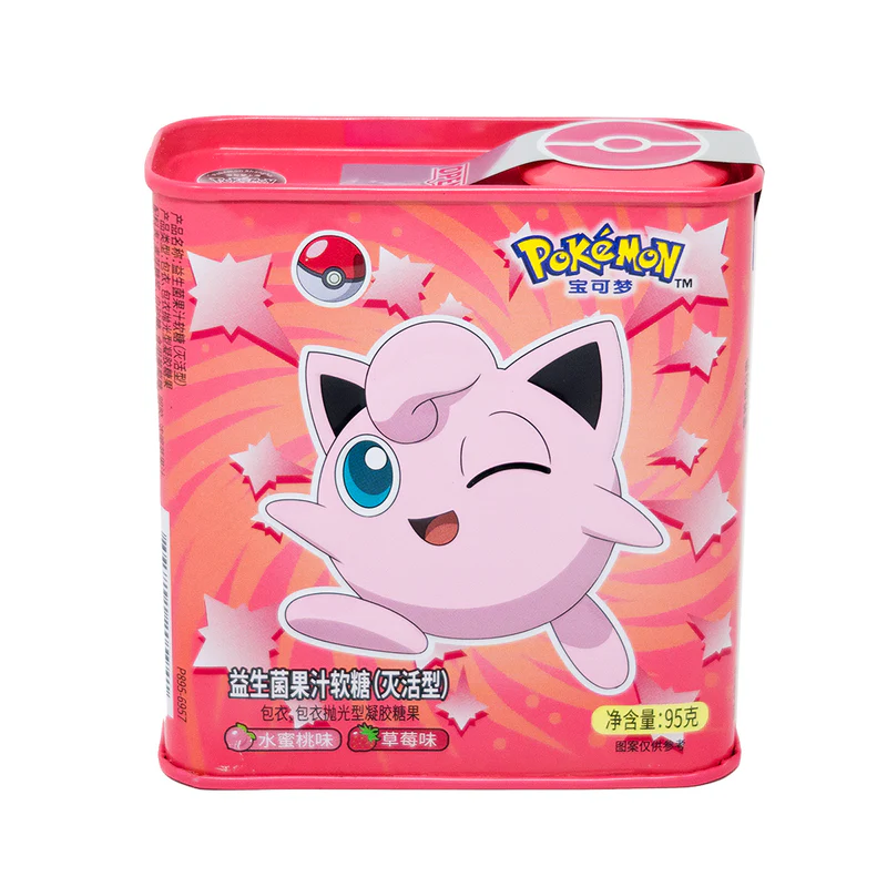 Pokemon Strawberry & Peach Gummy Candy Tin view 1
