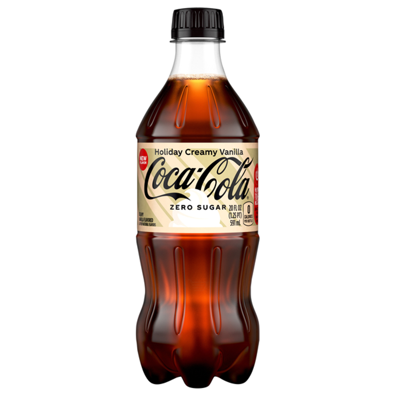 Coca-Cola Zero Sugar Creamy Vanilla Holiday 20oz Bottle