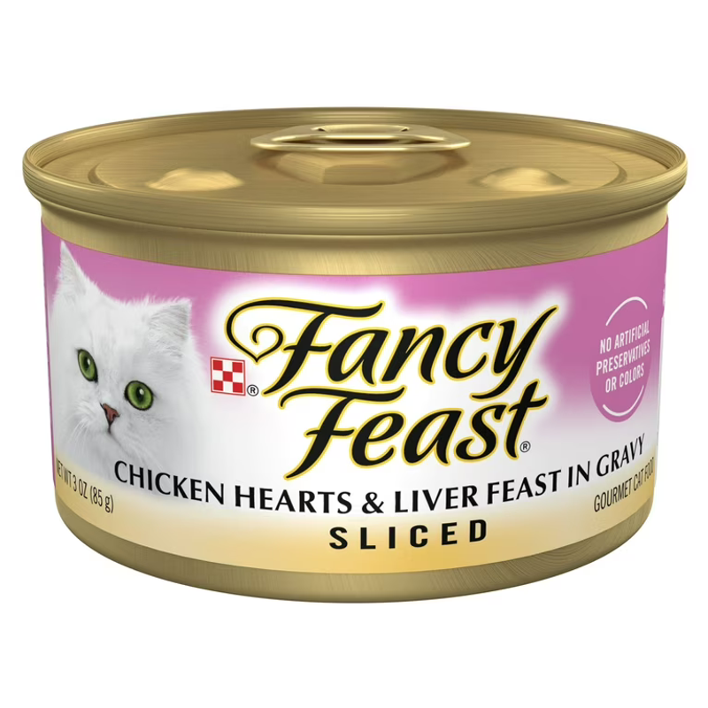 Fancy Feast Sliced Chicken Hearts & Liver Feast in Gravy view 1