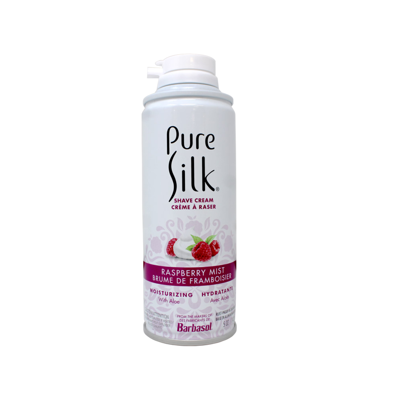 Pure Silk Raspberry Mist Moisturizing Shave Cream with Aloe 5oz Can