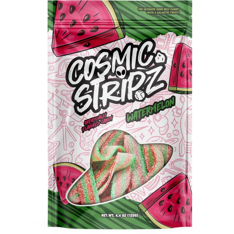 Mr. YuYu's Chililicious Candy Cosmic Stripz Watermelon 4.4oz bag