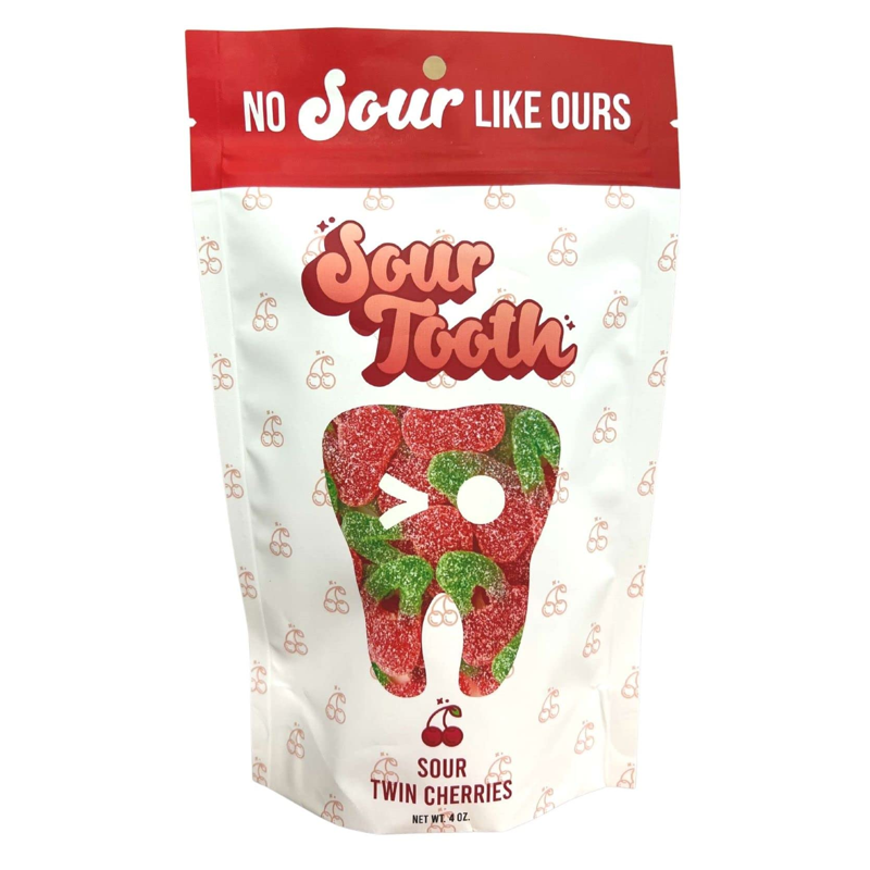 Sour Tooth Twin Cherries Sour Gummy Candy 4oz Bag