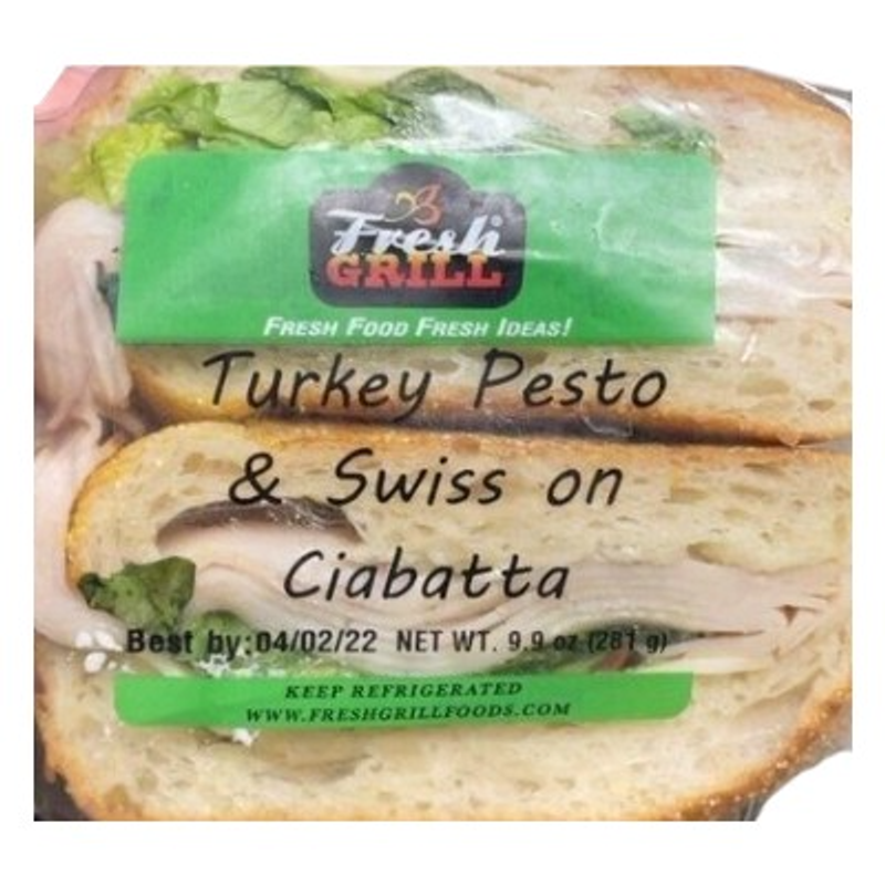 Fresh & Ready Turkey Pesto & Swiss Ciabatta Sandwich 9oz