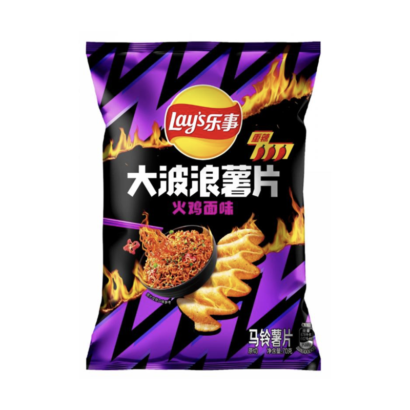 Lay's Wavy Buldak Spicy Chicken Ramen Flavor Potato Chips view 1
