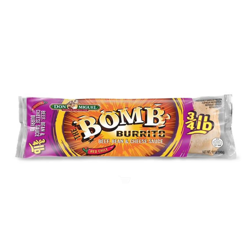 Don Miguel The Bomb Beef, Bean & Cheese Sauce with Red Chile Burrito 12oz Bag