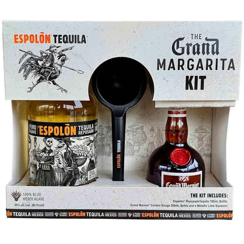 Espolón Reposado Tequila 750mL Gift Set with Grand Marnier 200mL and Margarita Kit