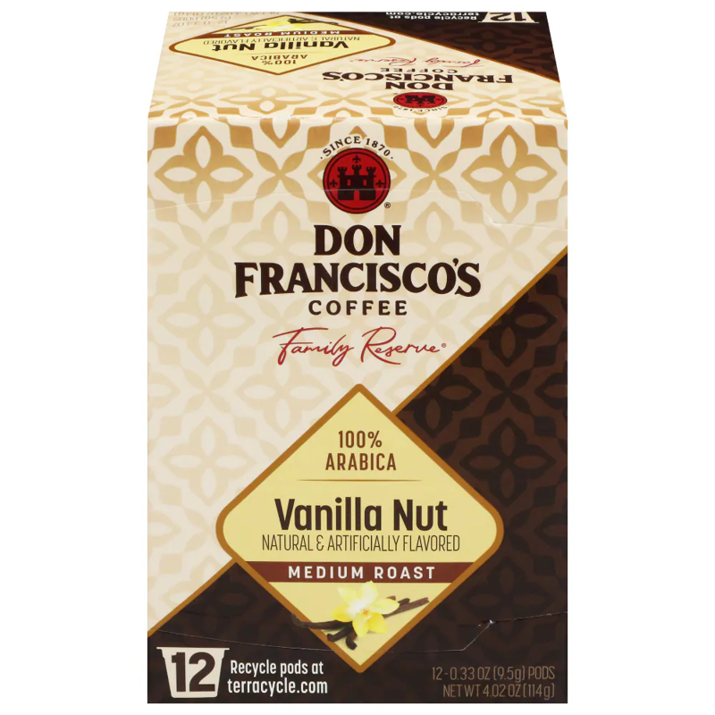 Don Francisco's Family Reserve Vanilla Nut Medium Roast Coffee Pods 12ct Boxs