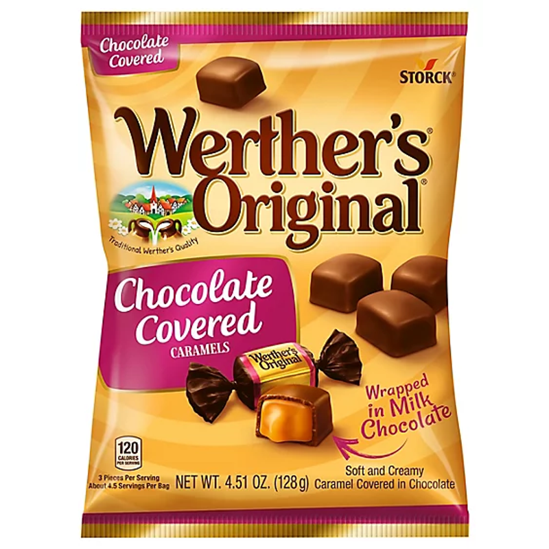 Werther's Original Soft Chocolate Covered Caramel Candy 4.5oz Bag