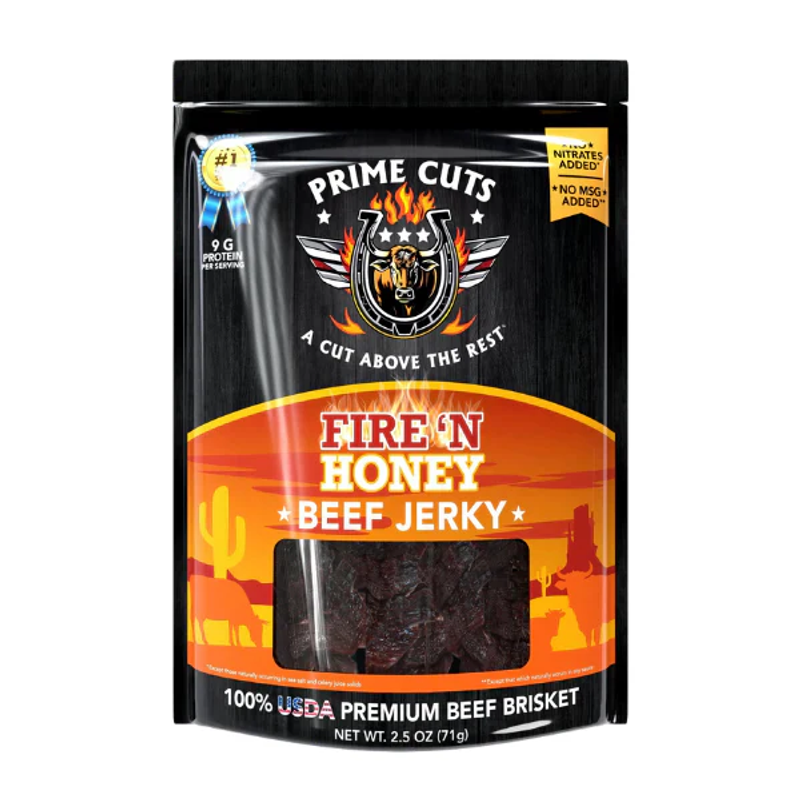 Prime Cuts Fire N Honey Beef Jerky 2.5oz Bag