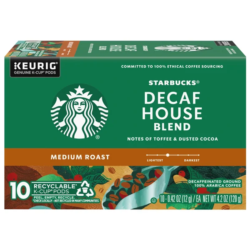 Starbucks Decaf House Blend Medium Roast K-Cup Coffee Box view 1