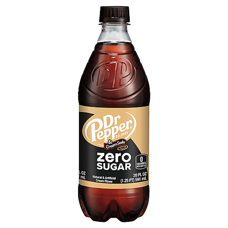 Dr Pepper Cream Soda Zero Sugar 20oz bottle
