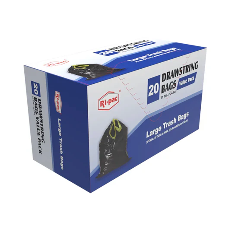 Ri-Pac Drawstring Trash Bags 33gal 20ct