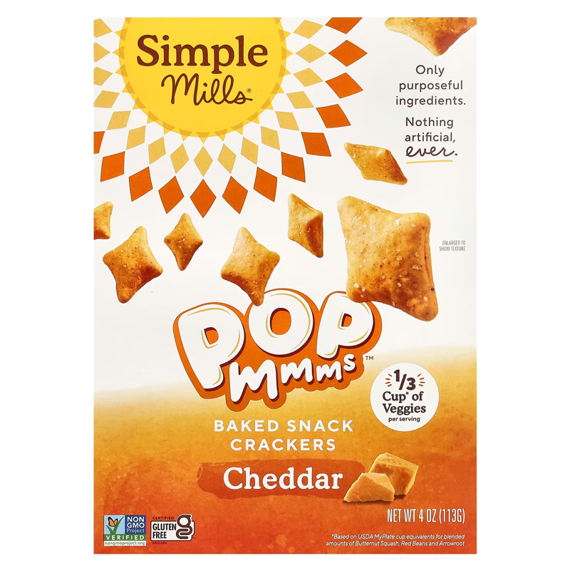 Simple Mills Pop Mmms Cheddar Baked Snack Crackers view 1