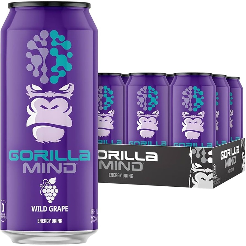 Gorilla Mind Wild Grape Energy Drink view 1