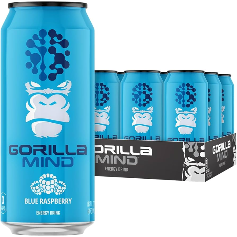Gorilla Mind Blue Raspberry Energy Drink