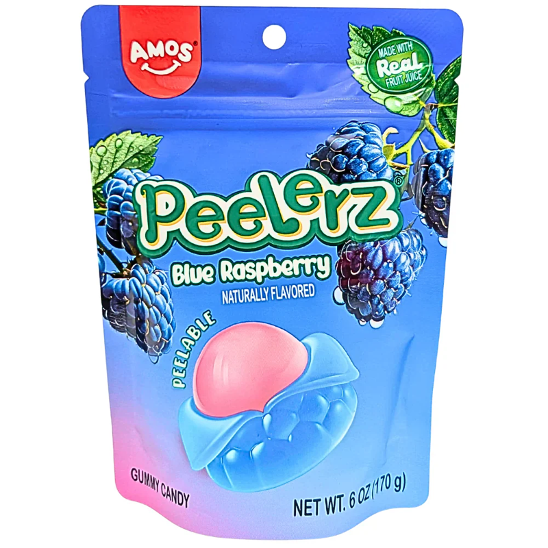 AMOS Peelerz Blue Raspberry Gummy Candy