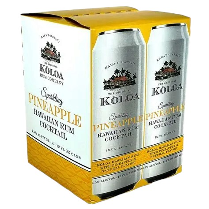 Koloa Sparkling Pineapple Hawaiian Rum Cocktail 4-Pack 12oz Cans