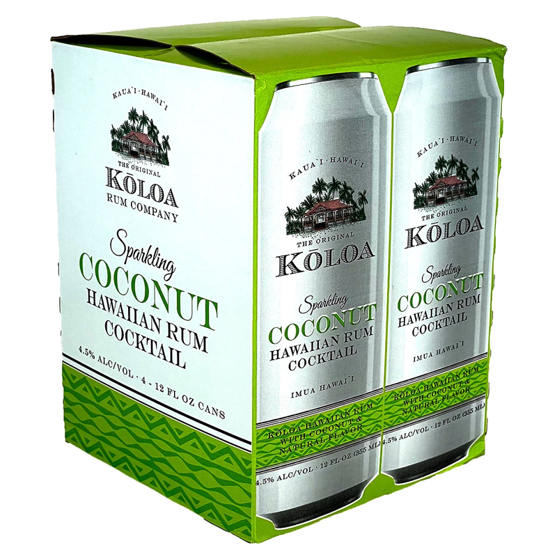 Koloa Sparkling Coconut Hawaiian Rum Cocktail 4-pack 12oz