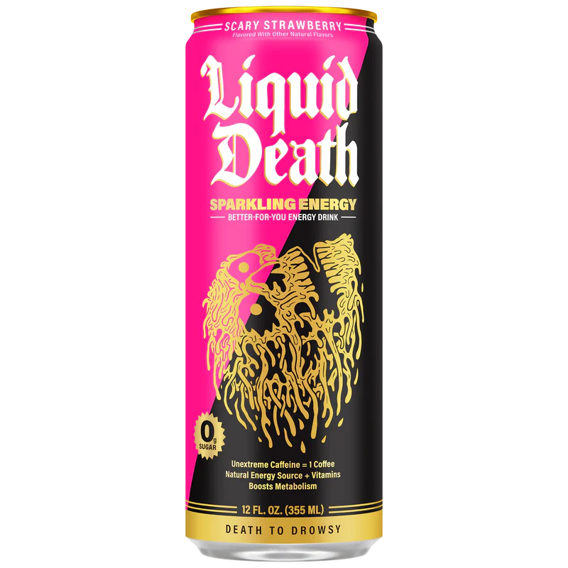 Liquid Death Scary Strawberry Sparkling Energy Drink 12oz can