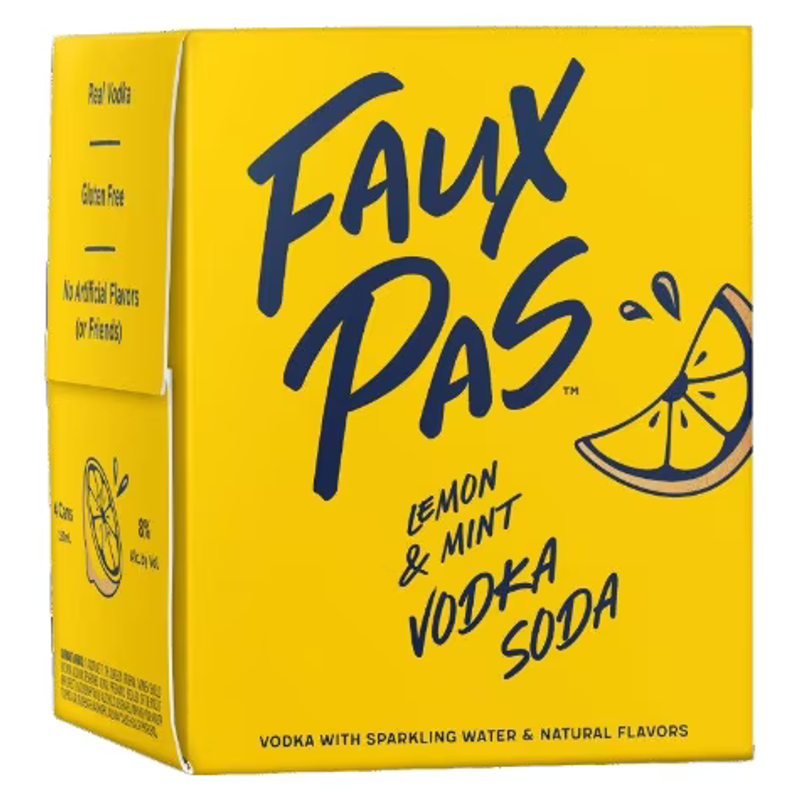 Faux Pas Lemon & Mint Vodka Soda 4x250mL
