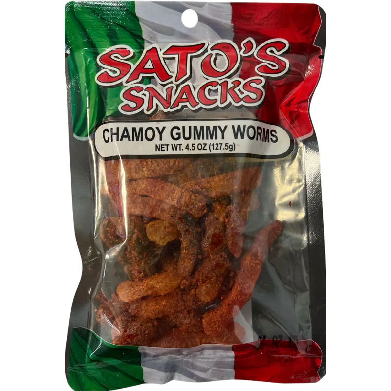 Satos Snacks Chamoy Gummy Worms 8oz Bag