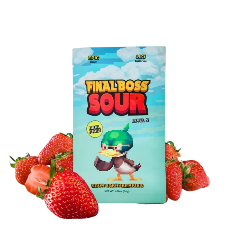 Final Boss Sour Level 2 Strawberries 1.06oz Bag