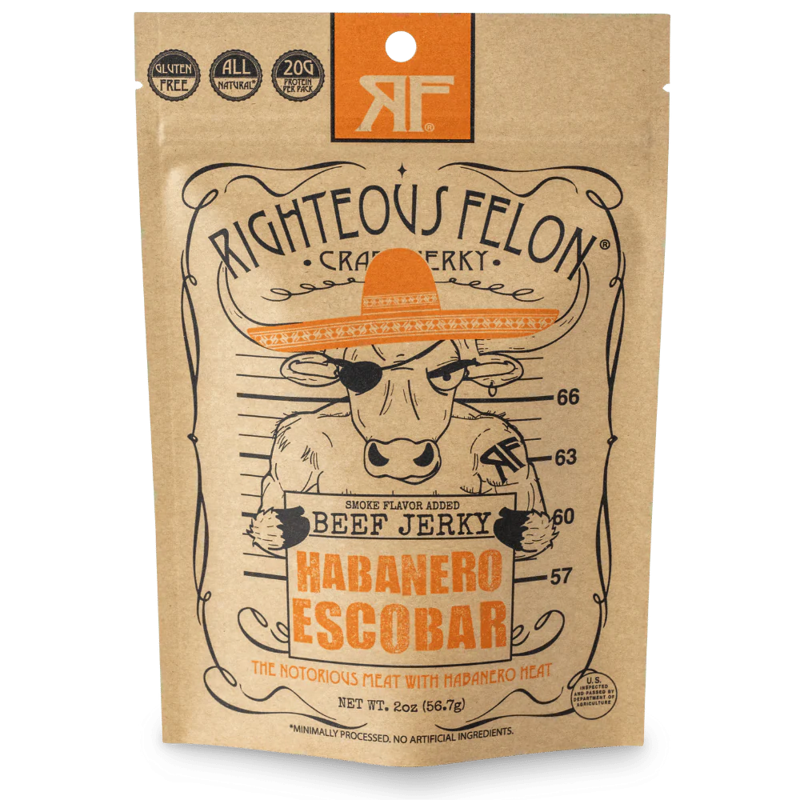 Righteous Felon Habanero Escobar Beef Jerky 2oz Bag