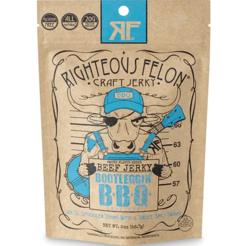 Righteous Felon Bootleggin B.B.Q. Beef Jerky 2oz Bag