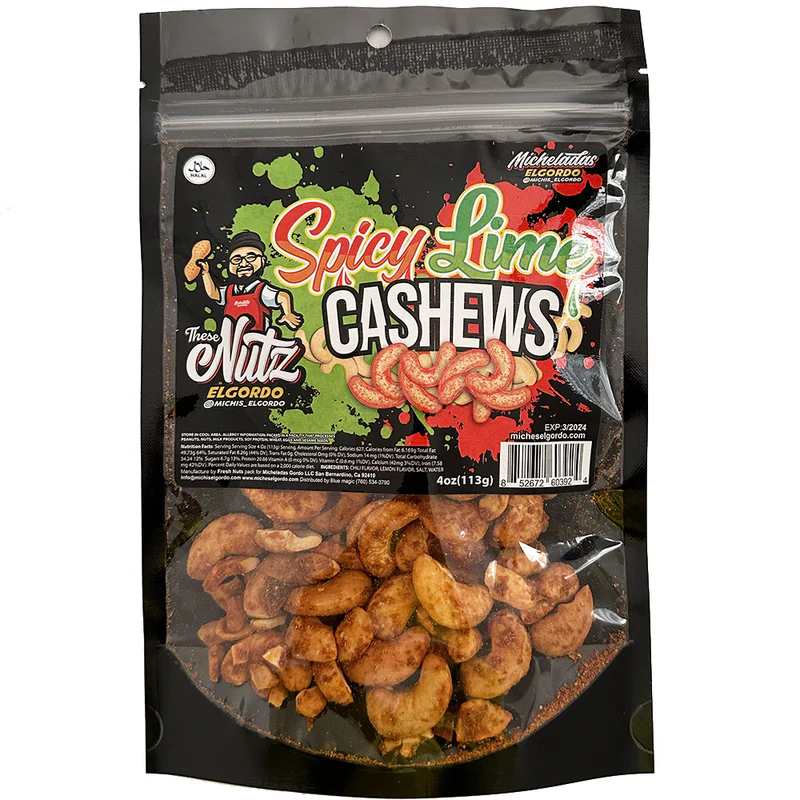 El Gordo Spicy Lime Cashews 4oz Bag
