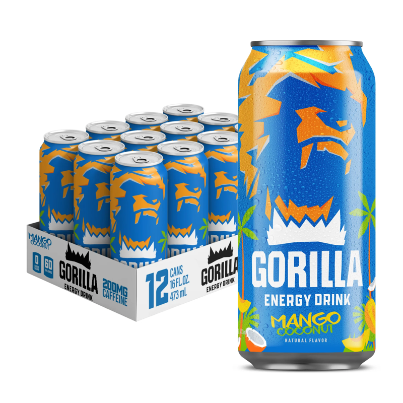 Gorilla Energy Drink Mango Coconut 16oz can