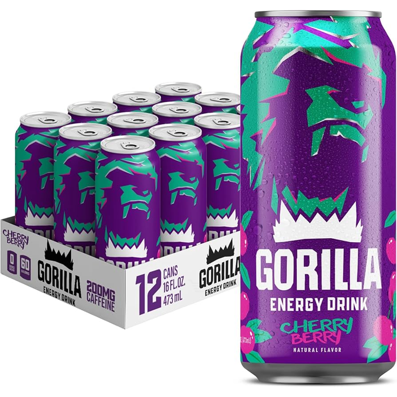 Gorilla Energy Drink Cherry Berry 16oz can